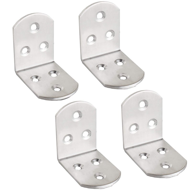 Tiberham Stainless Steel Corner Bracket, Tiberham 90 Degree Right Angle Corner Brace Plate, 47 x 47 x 38 mm L Shaped Furniture Fastener Joint Corner Connector for Wood Shelf Cabinet Table Chair (Pack of 4) - Image 1